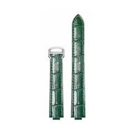 HTHRRFE Leder-Uhrenarmband kompatibel mit Cartier Ballon Bleu mit Edelstahlschnalle Echtleder-Uhrenarmband Uhrenzubehör(Bamboo green-silver,14-8mm)