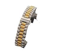 HTHRRFE Massives Edelstahl-Uhrenarmband 12 mm 13 14 16 17 18 mm 19 20 mm 21 22 mm Ersatz-Uhrenarmband 3-reihiges Armband mit Werkzeug(Silver Gold,14mm)