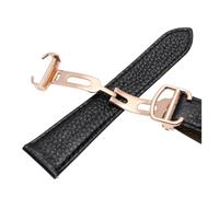 HTHRRFE Quick Release Lychee Grain Leather Watchband Compatible With Cartier Solo London Men Women Strap Bracelet 20 23 25mm Black Red(Black-rose gold,20mm)