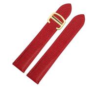 HTHRRFE Quick Release Lychee Grain Leather Watchband Compatible With Cartier Solo London Men Women Strap Bracelet 20 23 25mm Black Red(Red-gold buckle,17mm)