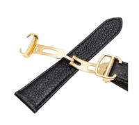 HTHRRFE Quick Release Lychee Grain Leather Watchband Compatible With Cartier Solo London Men Women Strap Bracelet 20 23 25mm Black Red(Black-gold buckle,23mm)