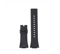 HTHRRFE Silikonarmband kompatibel mit Casio GM110 GM-110 Strap GM-110GB Wasserdichtes weiches Gummiarmband 16 mm schwarzes Stahlarmband(Black-no buckle)
