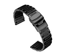 HTHRRFE Solides Mesh-Uhrenarmband aus Edelstahl, kompatibel mit Seiko Luxury Business-Armband, 18 20 24 22 mm, Faltschließe, Armband kompatibel mit Rolex(Noir,24mm)