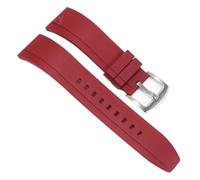 HTHRRFE Staubfreies, wasserdichtes Gummi-Schnellverschluss-Armband, 20 mm, 22 mm, 24 mm, schwarz-orangefarbenes Kautschukarmband, kompatibel mit Seiko Omega-Uhrenzubehör(Red-Steel-K2,20mm)