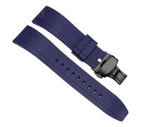 HTHRRFE Staubfreies, wasserdichtes Gummi-Schnellverschluss-Armband, 20 mm, 22 mm, 24 mm, schwarz-orangefarbenes Kautschukarmband, kompatibel mit Seiko Omega-Uhrenzubehör(Blue-Black-B1,22mm)