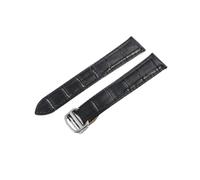 HTHRRFE Uhrenarmband aus echtem Leder, kompatibel mit Cartier-Armband mit Faltschließe aus massivem Edelstahl for Solo London Calibo for Herren und Damen, 18 20 mm(Black-Steel-Z4,16mm)