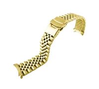 HTHRRFE Uhrenarmband aus Edelstahl 316L, kompatibel mit Seiko, kompatibel mit Jubilee-Uhrenzubehör, goldfarbenes, gebogenes Armband, 18/19/20/21/22/23/24/26/28 mm(Gold,24mm)