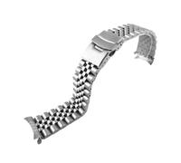 HTHRRFE Uhrenarmband aus Edelstahl 316L, kompatibel mit Seiko, kompatibel mit Jubilee-Uhrenzubehör, goldfarbenes, gebogenes Armband, 18/19/20/21/22/23/24/26/28 mm(Silver,30mm)