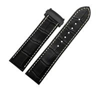 HTHRRFE Uhrenarmband aus Rindsleder, 20 mm, 22 mm, schwarz-braunes Armband, Faltschließe, kompatibel mit Herrenarmband der Hamilton Khaki Aviation Classic-Serie(Black-black B,22mm)