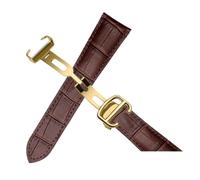 HTHRRFE Uhrenarmband aus Rindsleder for Herren und Damen, kompatibel mit Cartier Calibo London SOLO, Uhrenarmband-Zubehör, 16 17 18 20 22 mm, 23 mm, 24 mm, 25 m(Brown-gold folding,25mm)