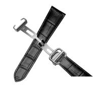 HTHRRFE Uhrenarmband aus Rindsleder for Herren und Damen, kompatibel mit Cartier Calibo London SOLO, Uhrenarmband-Zubehör, 16 17 18 20 22 mm, 23 mm, 24 mm, 25 m(Black-steel folding,17mm)