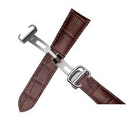 HTHRRFE Uhrenarmband aus Rindsleder for Herren und Damen, kompatibel mit Cartier Calibo London SOLO, Uhrenarmband-Zubehör, 16 17 18 20 22 mm, 23 mm, 24 mm, 25 m(Brown-steel folding,18mm)