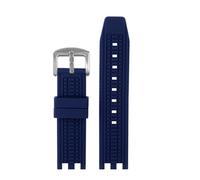 HTHRRFE Uhrenarmband mit doppelter Kerbe, kompatibel mit Versace V-RACECHRONO, Silikonkautschukarmband, Uhrenarmband, GTM-Zubehör(B Blue silver)