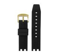HTHRRFE Uhrenarmband mit doppelter Kerbe, kompatibel mit Versace V-RACECHRONO, Silikonkautschukarmband, Uhrenarmband, GTM-Zubehör(B Black Gold)
