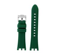 HTHRRFE Uhrenarmband mit doppelter Kerbe, kompatibel mit Versace V-RACECHRONO, Silikonkautschukarmband, Uhrenarmband, GTM-Zubehör(A Green silver)