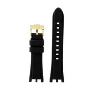 HTHRRFE Uhrenarmband mit doppelter Kerbe, kompatibel mit Versace V-RACECHRONO, Silikonkautschukarmband, Uhrenarmband, GTM-Zubehör(A Black gold)