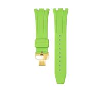 HTHRRFE Weiches FKM-Fluorkautschukband, kompatibel mit AP Audemars Piguet Royal Oak 15400/15500/26331, Edelstahl-Uhrenarmband mit Schmetterlingsschnalle, 26 mm(Light green03)
