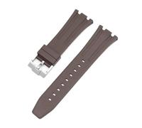 HTHRRFE Weiches FKM-Fluorkautschukband, kompatibel mit AP Audemars Piguet Royal Oak 15400/15500/26331, Edelstahl-Uhrenarmband mit Schmetterlingsschnalle, 26 mm(Brown)