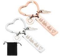 HTRTRR Herz Schlüsselanhänger 2er Set, Herzanhänger, Schutzengel, Autoschlüsselanhänger, Führerschein Geschenk, Geburtstagsgeschenk - Lucky Charms (mit Aufbewahrungstasche)