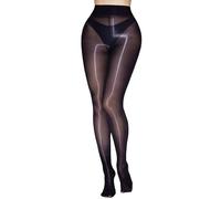 HTRUIYATY Strumpfhosen Damen Glanz 8 Denier Seide Textur Sexy Öl Glänzende Strumpfhose Hohe Taille Elastizität Glatt Feinstrumpfhose - Schwarz