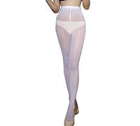 HTRUIYATY Strumpfhosen für Damen Glänzende Strumpfhose Hoher Taille Dehnbar Stützstrumpfhose Semi-Blickdicht Feinstrumpfhose 8d Damen Sexy Weiß
