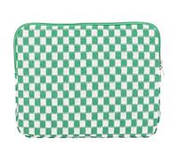 HTU 13-Zoll-Laptoptasche, groß, gestrickt, kariert, Make-up-Taschen for Mädchen und Frauen (Grün M)