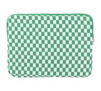 HTU 15-Zoll-Laptoptasche, groß, gestrickt, kariert, Make-up-Taschen for Mädchen und Frauen (grün, L)