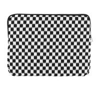 HTU 15-Zoll-Laptoptasche, groß, gestrickt, kariert, Make-up-Taschen for Mädchen und Frauen (schwarz, L)