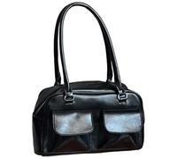 HTU Women Leather Tote Bag Casual Retro Satchel Bag Large Capacity | Commuting Shoulder Bag Multi Pocket Zipper Closure Versatile Top Handle for Office Shopping Dates