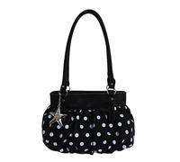 HTU Women PU Leather Single Shoulder Underarm Cloud Bag Polka Dot Large Capacity Elegant Handbag Top Handle Shoulder Bag for Travel Shopping Work Daily Use (Black)