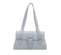 HTU Women PU Trendy Single-Shoulder Bag Large Capacity Retro Tote Handbag with Metal Buckle & Rivet Clutch Handbag Versatile for Travel Shopping Outdoor Trips (Blue) (Blue 290 * 165 * 85)
