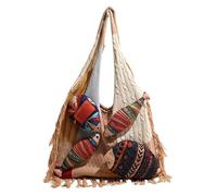 HTU Women Trendy Knitted Hollow Out Single-Shoulder Bag Large Capacity Underarm Purse Patchwork Design & Fish Decoration Clutch Handbag Versatile for Outdoor Travel Shopping (Khaki) (Khaki 400*300*10)