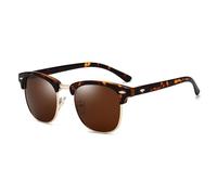 HTXONB Retro Herren Damen Halbrahmen Metall Polarisierte Sonnenbrille Anti-UV Sonnenbrille,C3,142 * 143 * 47mm