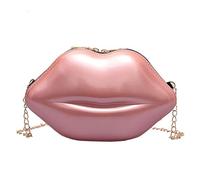 HUAANYA Damen Umhängetasche Aus Kunststoff Süße Lippenform Mit Metallkette Kleine Bankett Abend Geldbörse Handytasche Kette Mit Reißverschluss