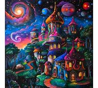 Huacan Kreuzstich Set Vorgedruckt Landschaft Muster Stickerei 11-Fädig Geprägt Haus Embroidery Kit für Erwachsene Anfänger Älter 40x40cm