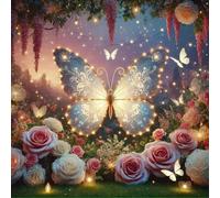 Huacan Kreuzstich Set Vorgedruckt Schmetterling Muster Stickerei 11-Fädig Geprägt Embroidery Kit für Erwachsene Anfänger Älter 40x40cm