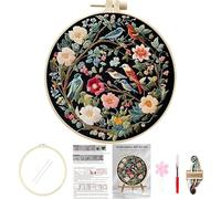 Huacan Stickerei Set für Erwachsene Anfänger 1 Stück Diy Vorgedruckt Blumen Muster Handmade Embroidery Kit 20x20cm