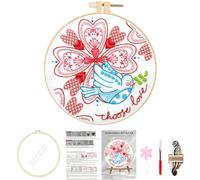 Huacan Stickerei Set für Erwachsene - Stickerei Set für Anfänger 1 Stück Diy Vorgedruckt Herz Muster Handmade Embroidery Kit 20x20cm