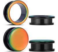 Huacan Tunnel Set 6mm 8mm 10mm 12mm 14mm 16mm Ohr Tunnels Plug Edelstahl Hohl Fest Double Flared Klassisch Expander für Damen Herren 4 Stück