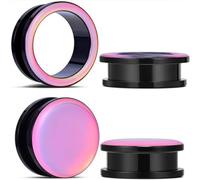 Huacan Tunnel Set 6mm 8mm 10mm 12mm 14mm 16mm Ohr Tunnels Plug Edelstahl Hohl Fest Double Flared Klassisch Expander für Damen Herren 4 Stück