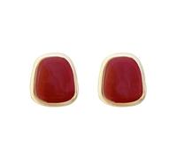 Huacan Vintage Ohrringe Damen Tropft Öl Wein Rot Retro Ohrstecker Koreanische Perle Blume Form Geometrische Ohrring Hohe Gefühl Schmuck für Frauen Mädchen 1 Paar