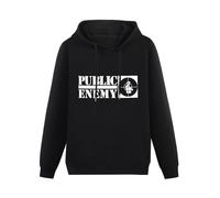 Huachenyu Public Enemy Men's Black Hoodies Unisex Pullover Sweatshirts XXL