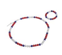 Huairdum Baseball-Halskette und Armband-Set, Perlenschmuck, Glitzer-Baseball-Perlen-Schmuck für Männer und Jungen, Fans, Dunkelblau, Weiß, Rot
