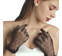 HUAJINGKEJI Brauthandschuhe mit durchsichtiger Spitze und Schleife, elegante Handbekleidung für besondere Anlässe, Brauthandschuhe, Schwarz , One size