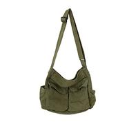 HUALEENA Umhängetasche aus Segeltuch für Damen, große Messenger-Taschen, Reise-Schultertasche, mehrere Taschen, Grün, Large