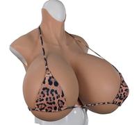 HUANQIN Silikon Brüste Silikonbrustplatten Crossdresser Brustplatte Baumwolle Gefüllt K Cup, Silikonbrüste als BH-Einlagen, Silikonbusen, Prothese Mastektomie Gefälschte Brüste Super Riesig, Bräunen