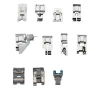 HUATEEN Nähmaschinen Zubehör 11er Set mit Rollsaum/Overlock/Quilt-Funktion Universal Nähmaschine Zubehör inkl. Ledernadeln & Höhenausgleich