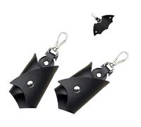 HUATEEN Schlüsselanhänger in Fledermaus,2er-Pack Autoschlüsselanhänger aus PU-Leder für Damen und Herren,Metall Schlüsselanhänger im Gothic-Fledermaus-Design für Auto,SUV Autoschlüssel,Schwarz