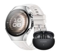 Huawei Watch 5, 42 mm, Edelstahlgehäuse mit weißem Kompositarmband + FreeBuds 6i - 10€ sparen mit Wero