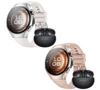 Huawei Watch 5, 42 mm, Sandgoldenes 904L Edelstahlgehäuse mit beigem Kompositarmband + FreeBuds 6i - PayPal 0 % Finanzierung